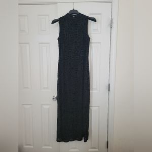 Black Wordy Mock Neck Maxi Dress